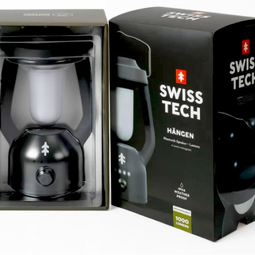 LED LANTERN Rechargeable Bluetooth Speaker Weatherproof Dimmable SWISS TECH